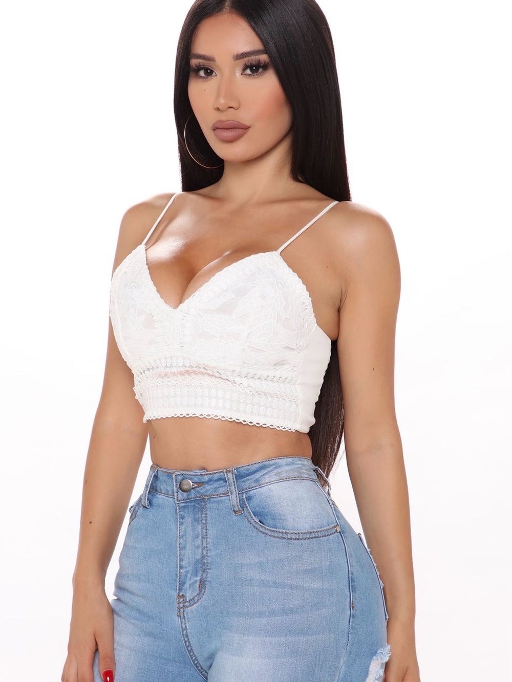 Fashion Nova Dates with You Cropped Top in White